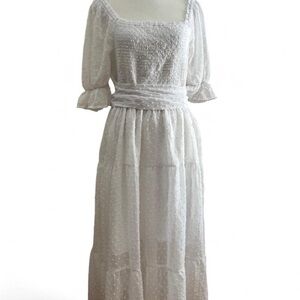 Elegant White Smocked Dress